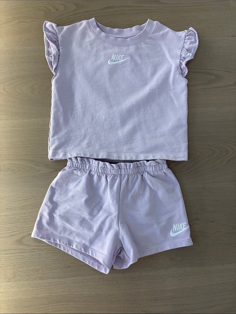 Nike Lavender Ruffle Sleeve Short Pajama Set